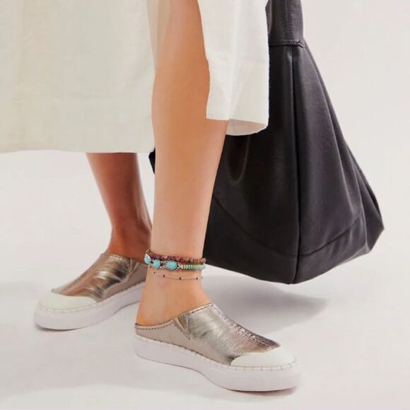 Free People leather Silver Slip-on Mule(Size 8) - Picture 1 of 9